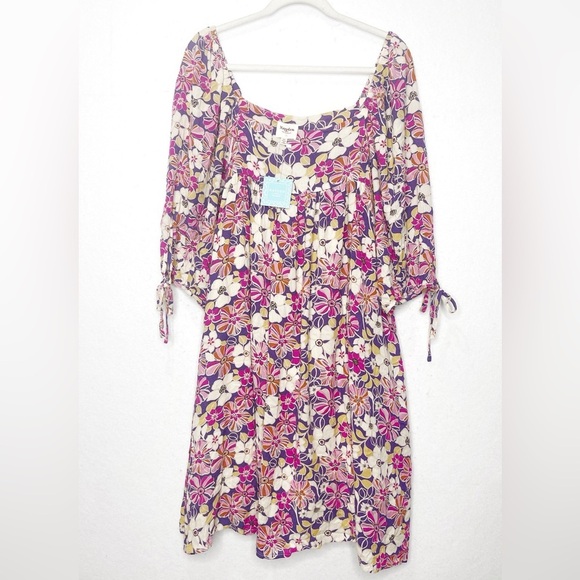 Hayden Dresses & Skirts - Hayden Dress Women's 1X Midi Boho Romantic Floral Pink Short Sleeve Event NWT